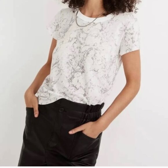 Madewell Tops - NWT MADEWELL Women's White Marble Perfect Vintage T-shirt Sz Small
